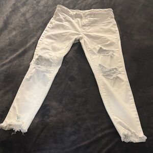 American Eagle Outfitters White Distressed Skinny Jeans SZ 8